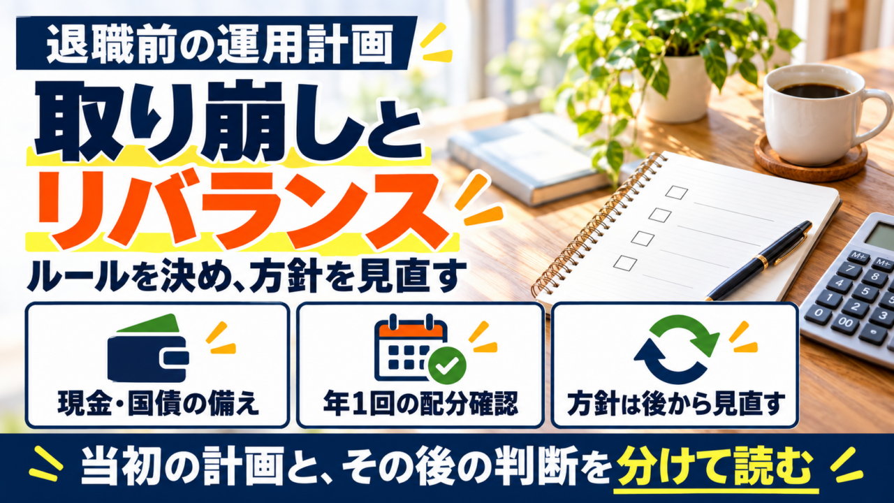 早期退職前に考えた取り崩しとリバランスの運用計画、現金・国債の備えと方針の見直し